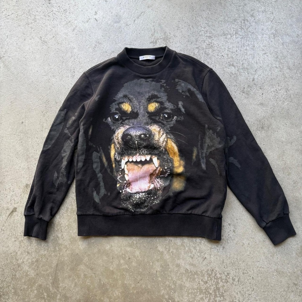 Givenchy Black Rottweiler Dog Print Crewneck Sweatshirt Mens XS